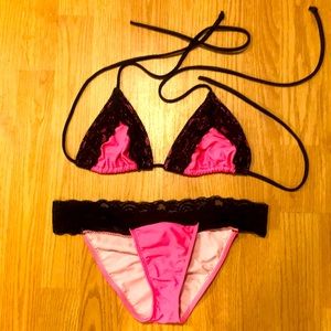 Hot Pink Lace Bikini -Size medium